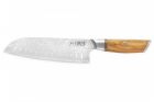 Couteau Santoku Alvéolé 17 Cm Damas Olive