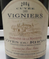 Cuvee des Vigniers