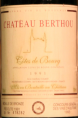 Vin Rouge, Cotes De Bourg, Château Berthou 199